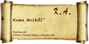 Koma Anikó névjegykártya